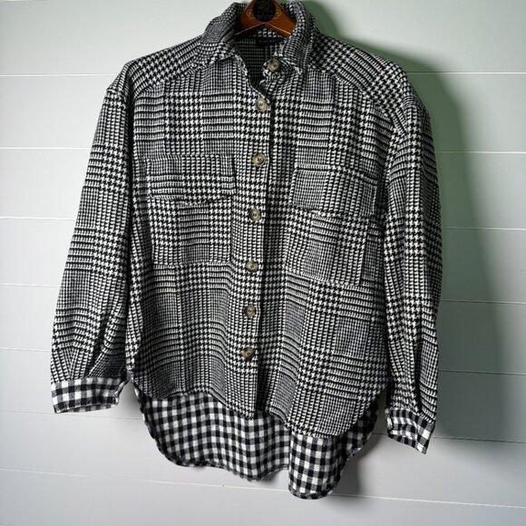 MIOU MUSE Plaid Button Down Shirt Black & White Size Small - Picture 1 of 11